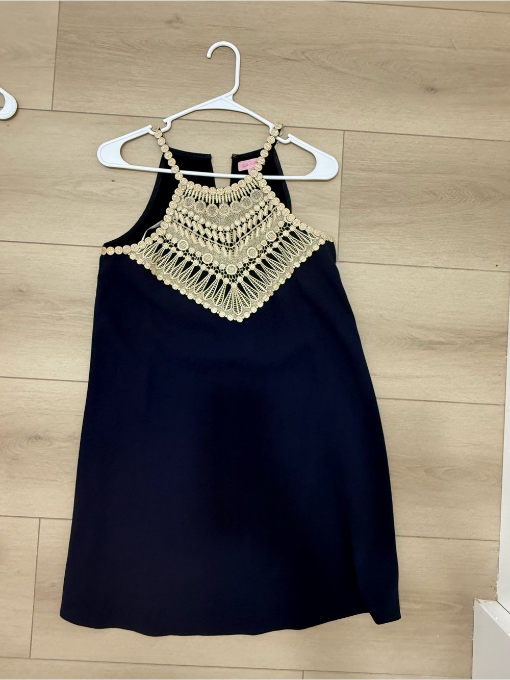 Lilly Pulitzer Black Dress with Cream Crochet Bib